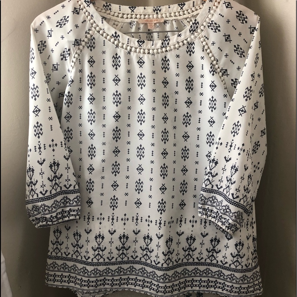Cream and navy blouse